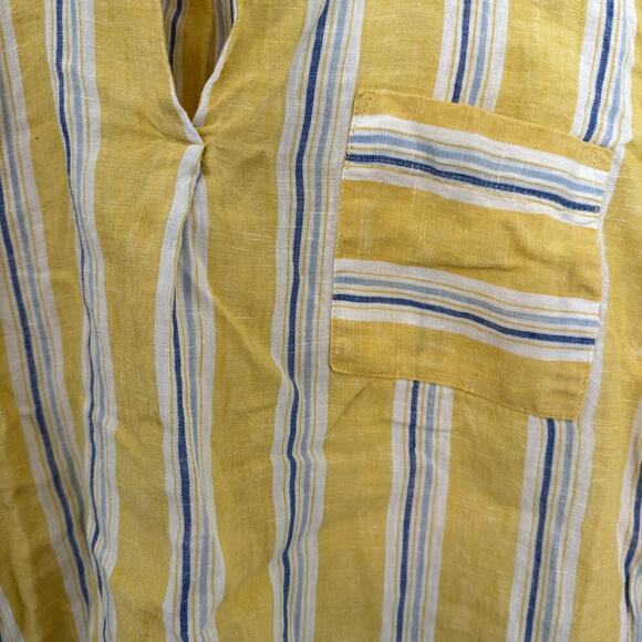 Coastal Grandmother J. Jill 100% Linen Yellow Striped Shirt Size Small Women's - Picture 3 of 5